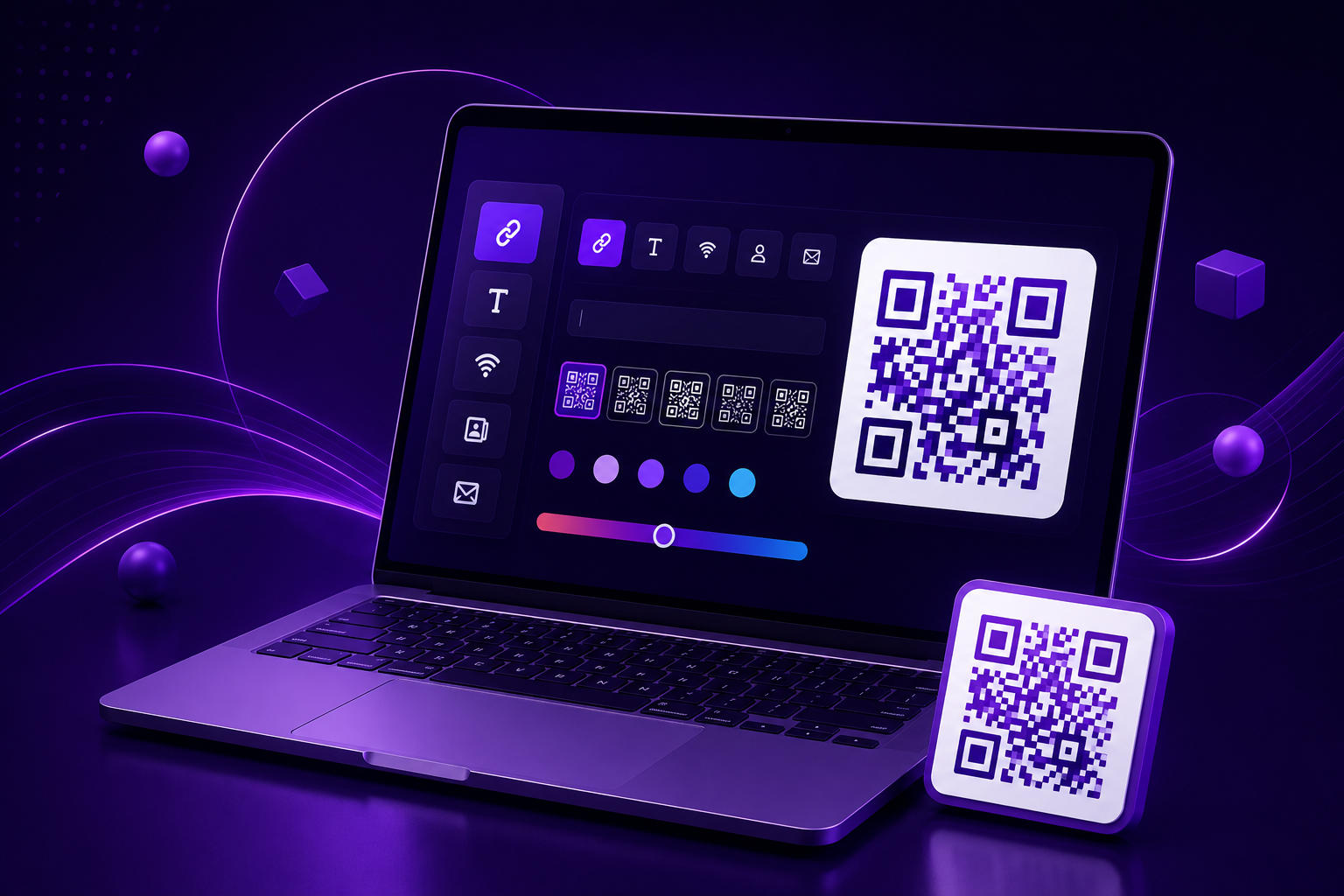 QR Code Generator open on a laptop